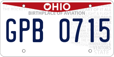 OH license plate GPB0715