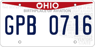 OH license plate GPB0716