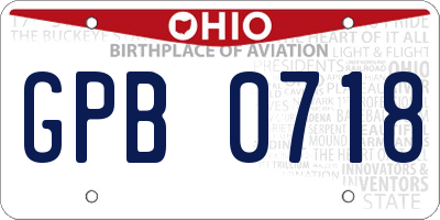 OH license plate GPB0718