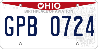OH license plate GPB0724