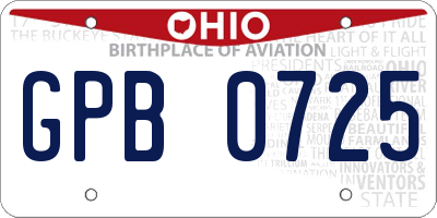 OH license plate GPB0725