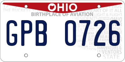 OH license plate GPB0726