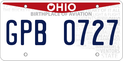 OH license plate GPB0727