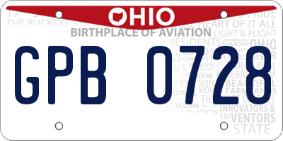 OH license plate GPB0728