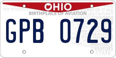 OH license plate GPB0729
