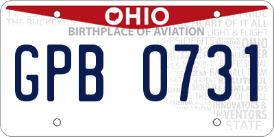 OH license plate GPB0731