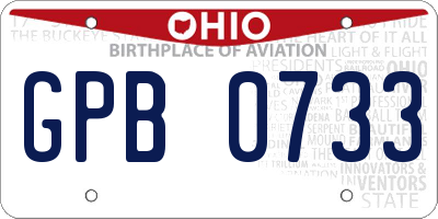OH license plate GPB0733