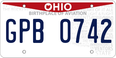 OH license plate GPB0742