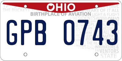 OH license plate GPB0743