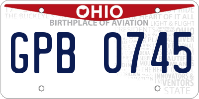 OH license plate GPB0745