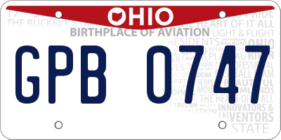 OH license plate GPB0747