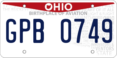 OH license plate GPB0749