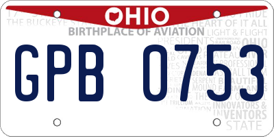 OH license plate GPB0753