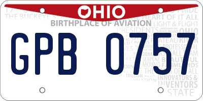 OH license plate GPB0757