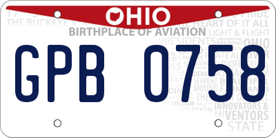 OH license plate GPB0758