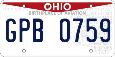 OH license plate GPB0759