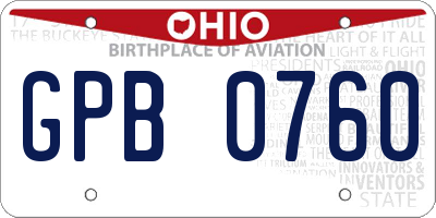 OH license plate GPB0760
