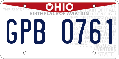 OH license plate GPB0761