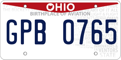 OH license plate GPB0765