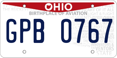 OH license plate GPB0767