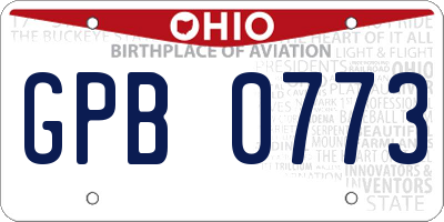 OH license plate GPB0773