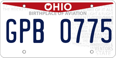 OH license plate GPB0775