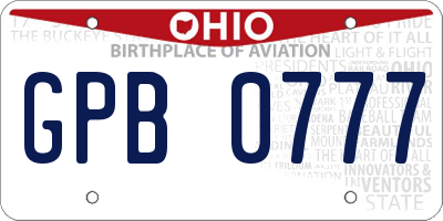 OH license plate GPB0777