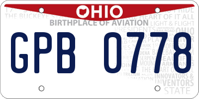 OH license plate GPB0778