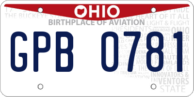 OH license plate GPB0781