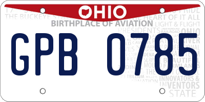 OH license plate GPB0785