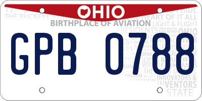 OH license plate GPB0788