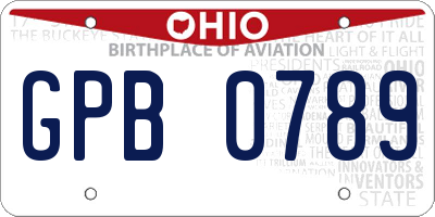 OH license plate GPB0789