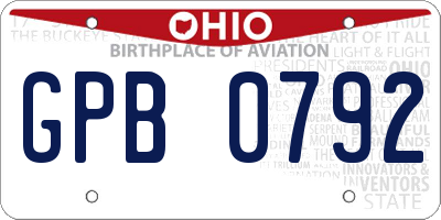 OH license plate GPB0792