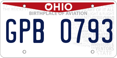 OH license plate GPB0793