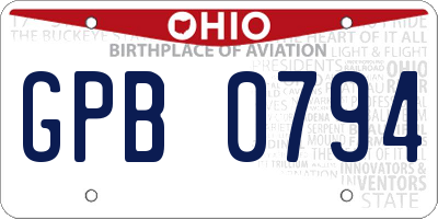 OH license plate GPB0794