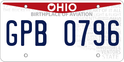 OH license plate GPB0796