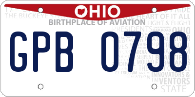 OH license plate GPB0798