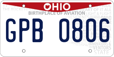 OH license plate GPB0806
