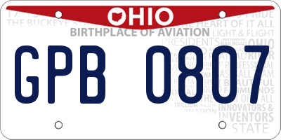 OH license plate GPB0807