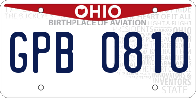 OH license plate GPB0810