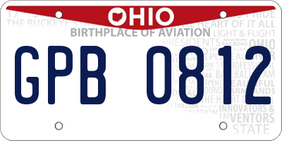 OH license plate GPB0812
