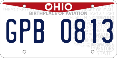 OH license plate GPB0813