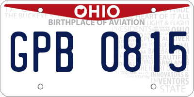 OH license plate GPB0815