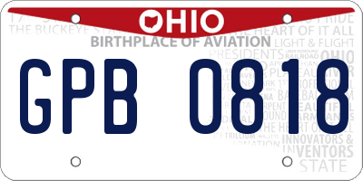 OH license plate GPB0818