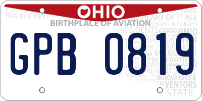 OH license plate GPB0819