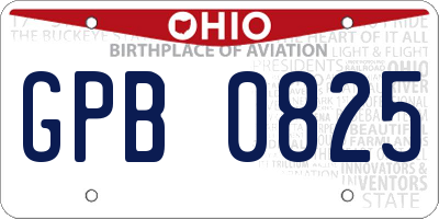 OH license plate GPB0825
