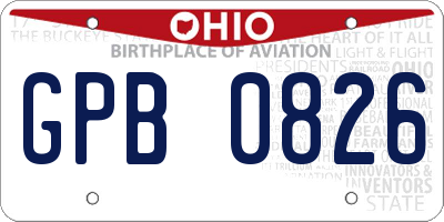OH license plate GPB0826