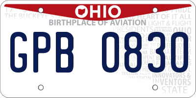 OH license plate GPB0830