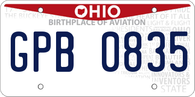 OH license plate GPB0835