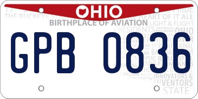 OH license plate GPB0836